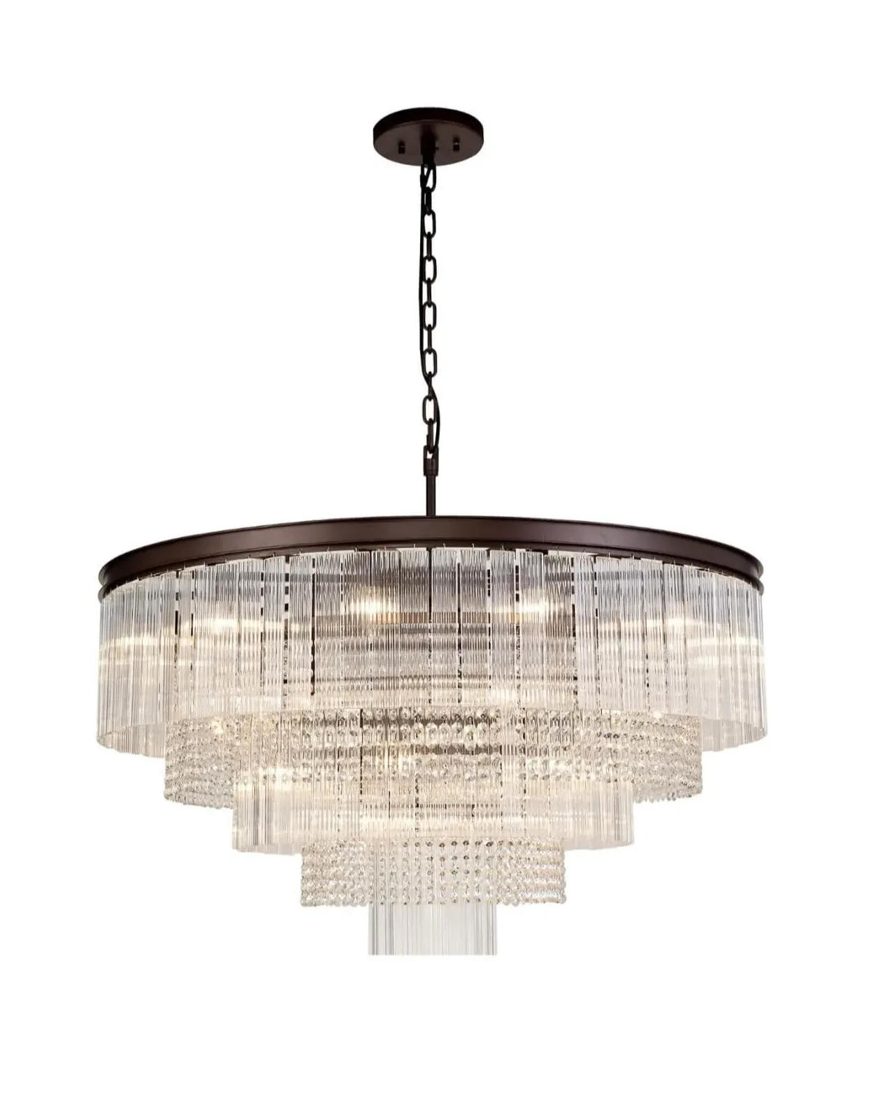 Riviera 1m Chandelier - Brown Oxide, Crystal
