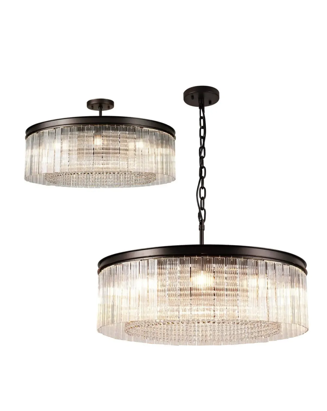 Riviera 80cm Chandelier - Brown Oxide, Crystal image