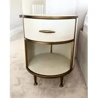 Round Bedside Table - Ivory, Faux Shagreen