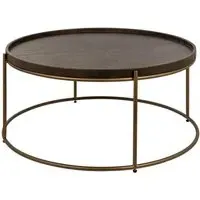 Round Coffee Table - Brown, Brass