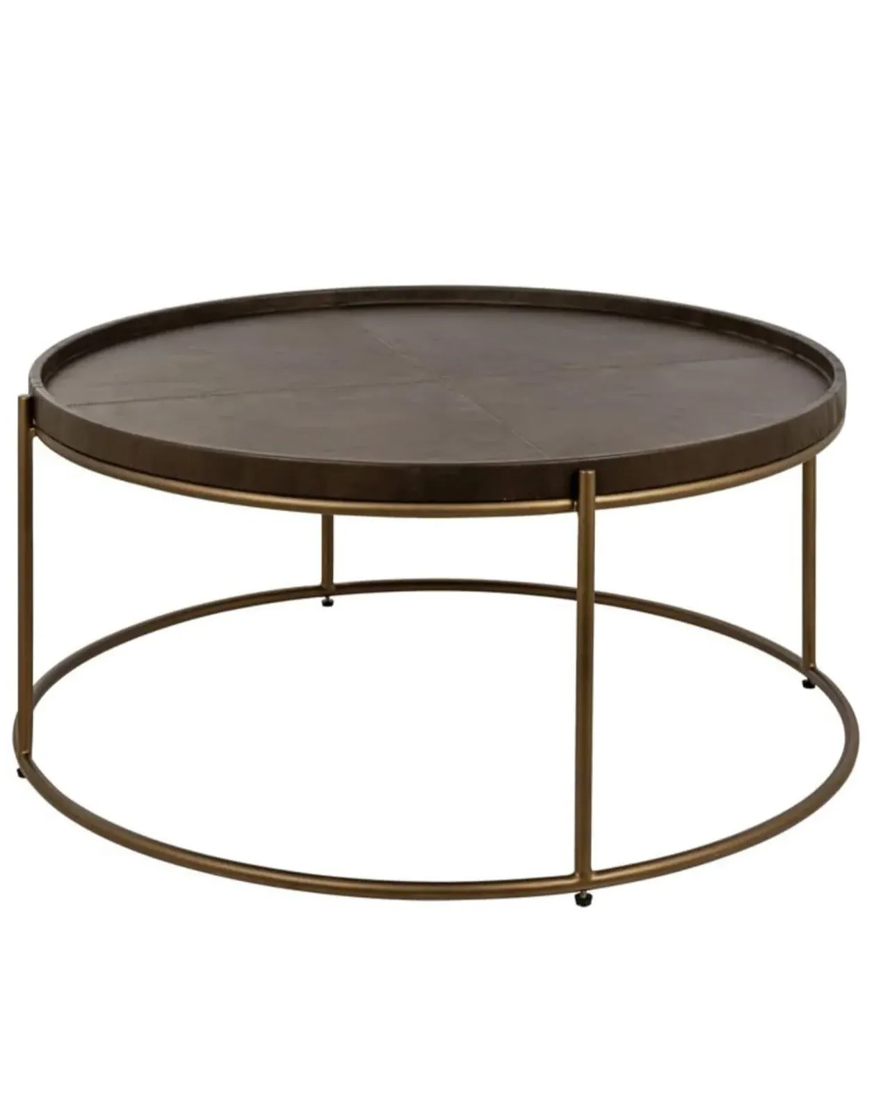 Round Coffee Table - Brown, Brass image