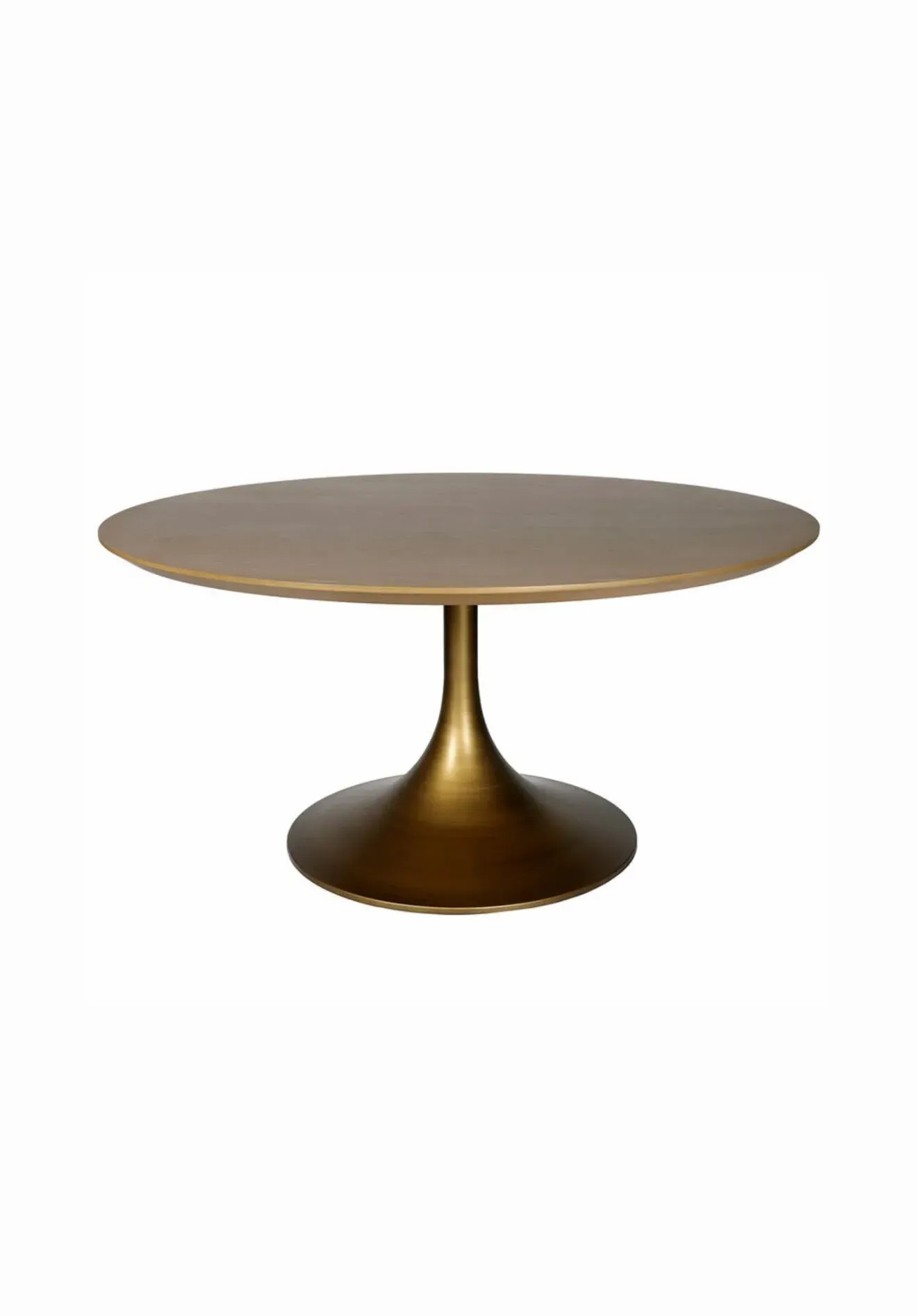 Round Dining Table - Antique Brass, Wood product