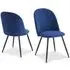 Set of 2 Dining Chairs - Blue, Velvet