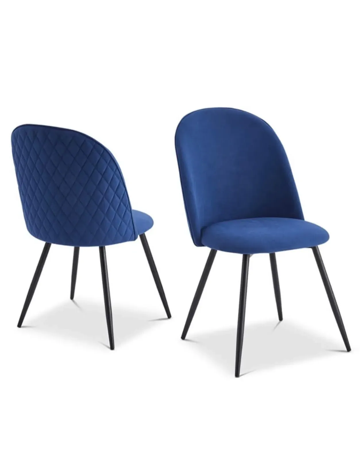 Set of 2 Dining Chairs - Blue, Velvet image