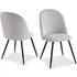 Set of 2 Dining Chairs - Light Grey, Velvet