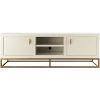 Shagreen 2-Door Media Unit - Ivory, Brass alternate view