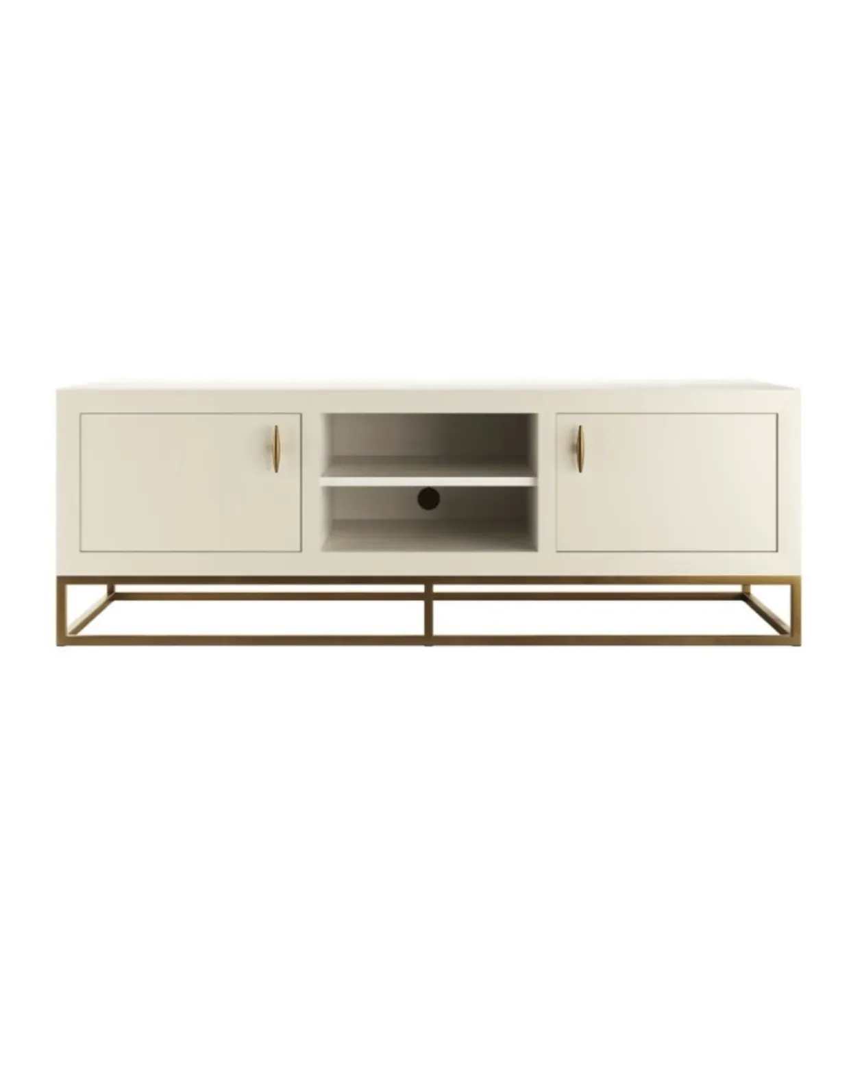 Shagreen 2-Door Media Unit - Ivory, Brass product