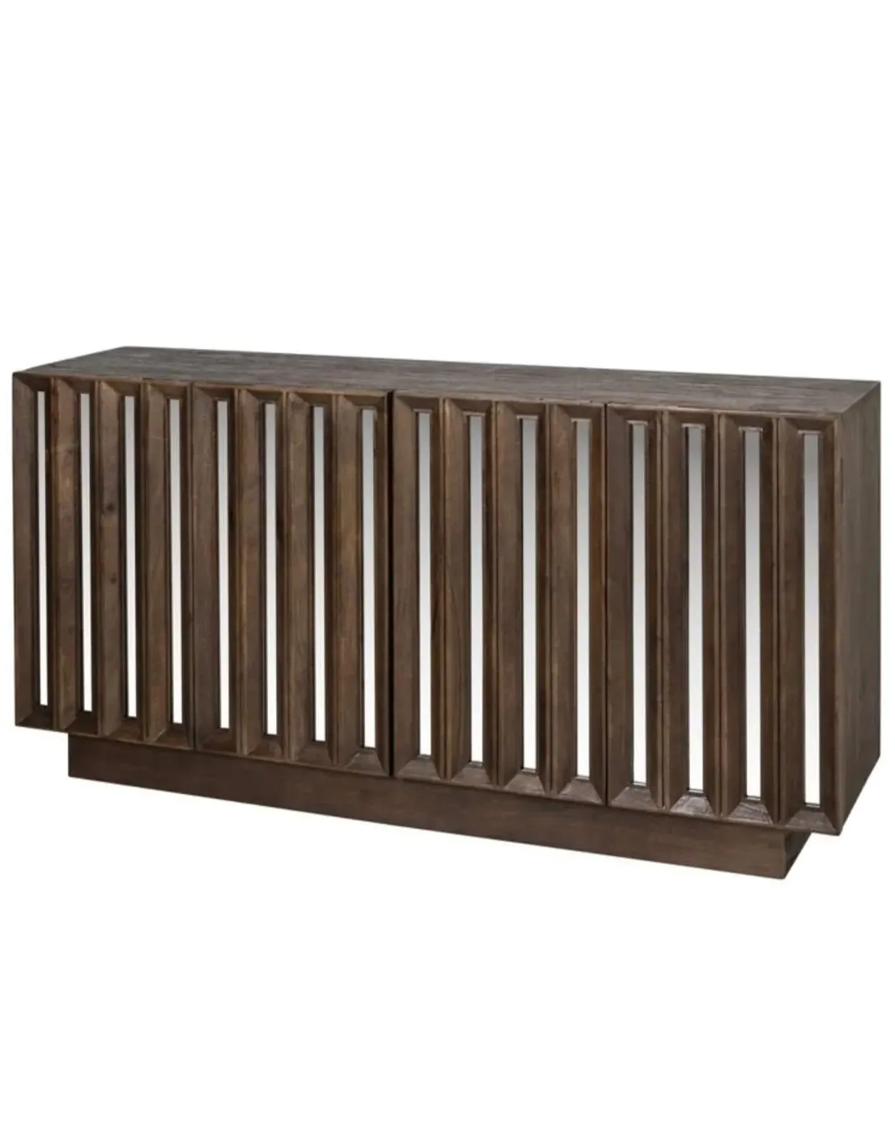 Sideboard with Mirrored Strips - Dark Brown Wood image