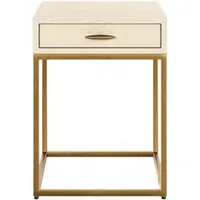 Square Bedside Table with Drawer - Ivory, Faux Shagreen alternate view