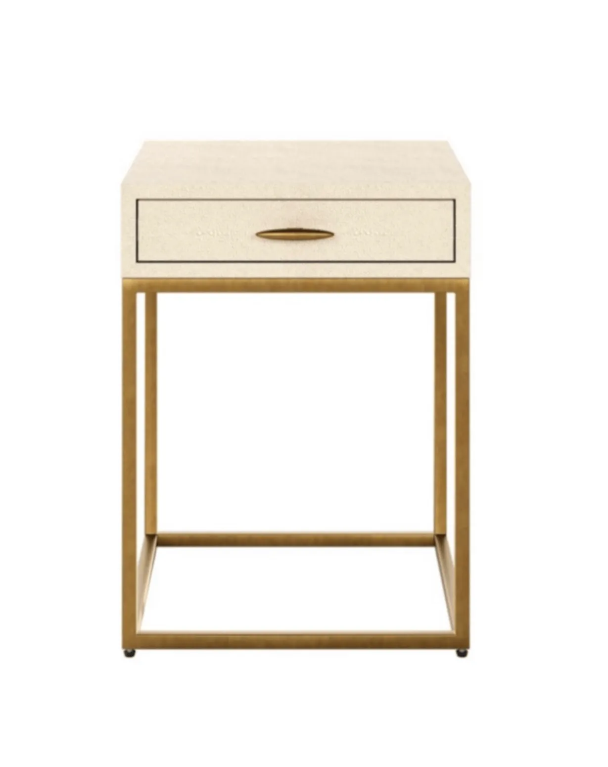 Square Bedside Table with Drawer - Ivory, Faux Shagreen product