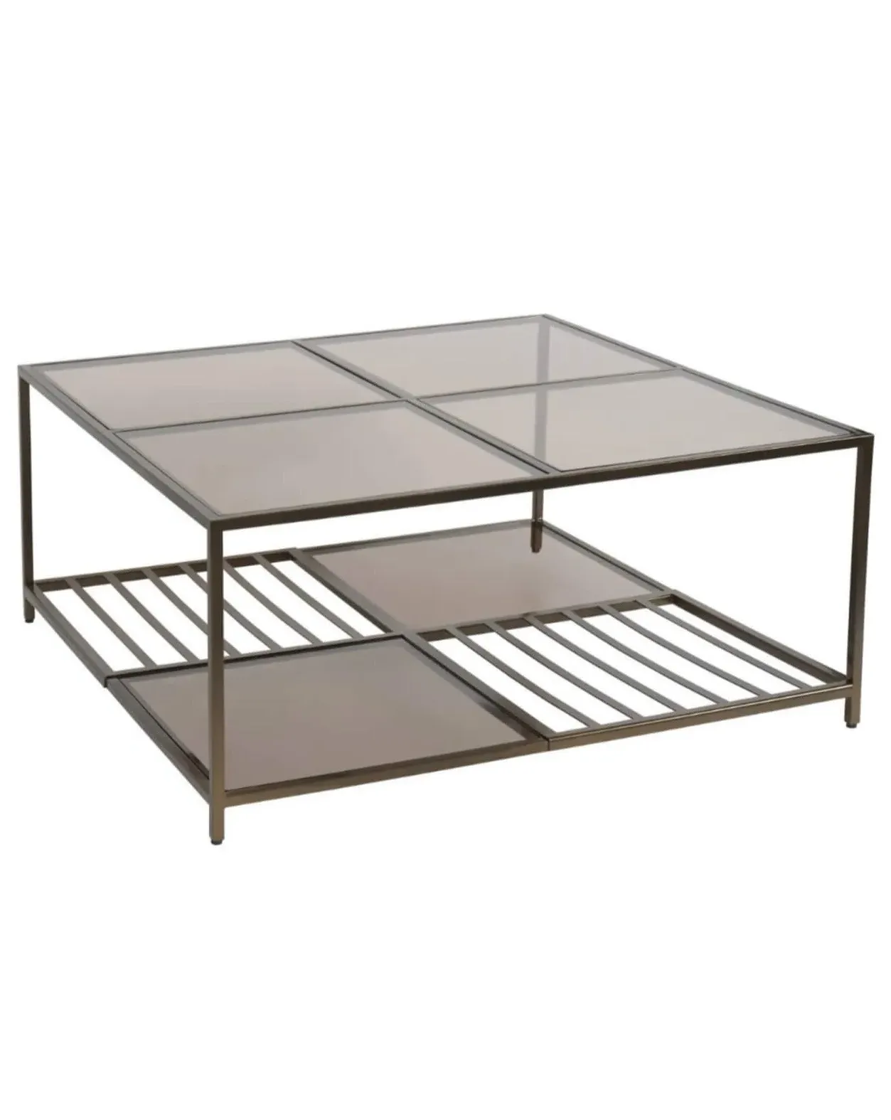 Square Coffee Table with Storage - Dark Gold, Glass image
