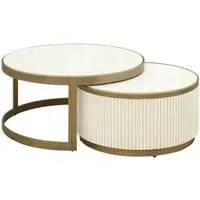 Suede Ribbed Coffee Table - Ceramic