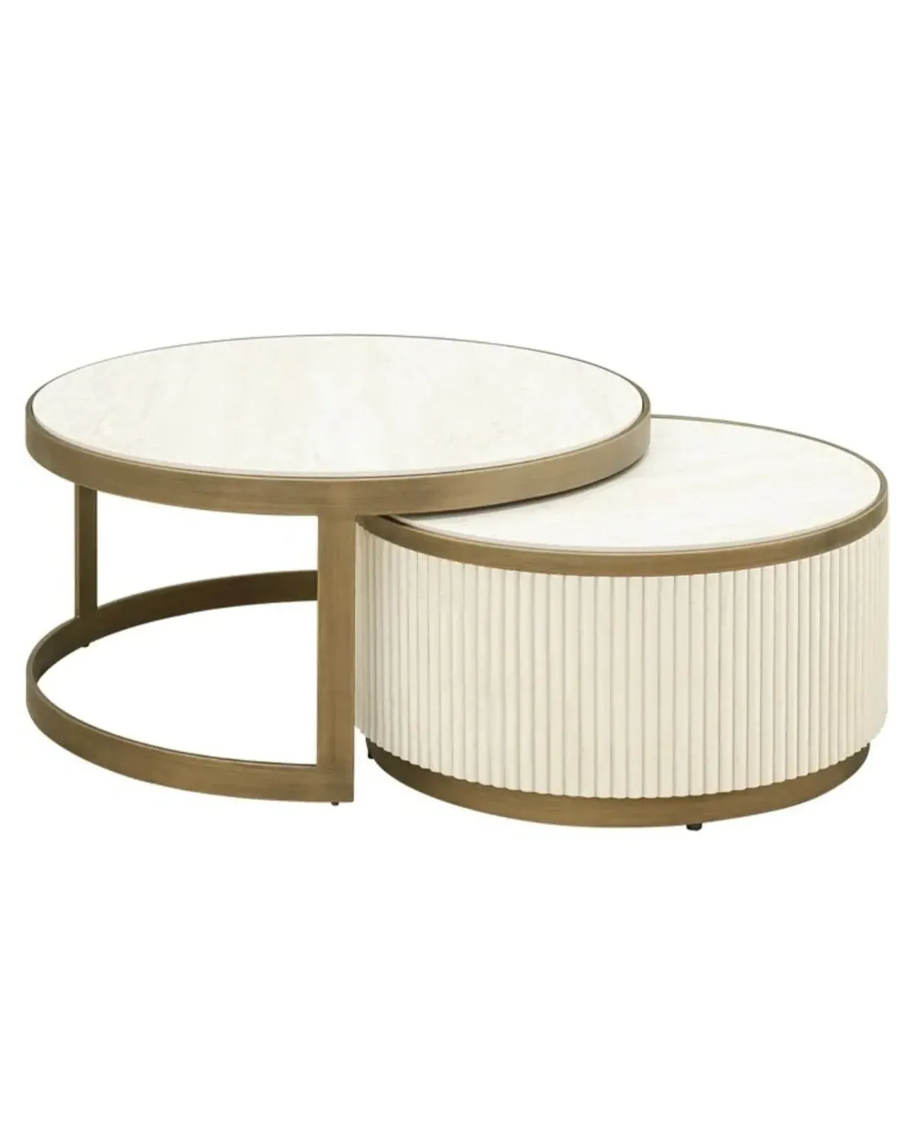 Suede Ribbed Coffee Table - Ceramic image