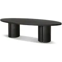 Textured 10-Seater Oval Dining Table - Dark Oak