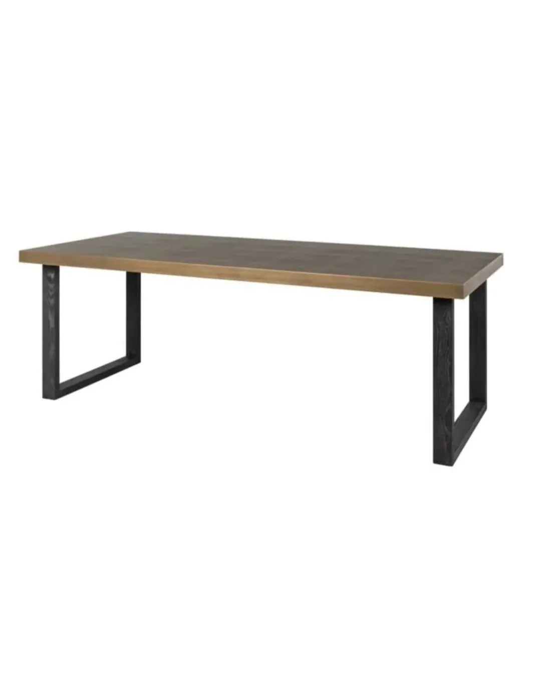 Textured Brass Rectangle Dining Table - Brass image