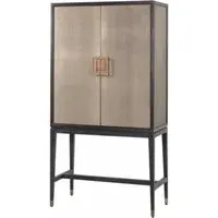Textured Brass Trim Bar Cabinet - Gold, Oak
