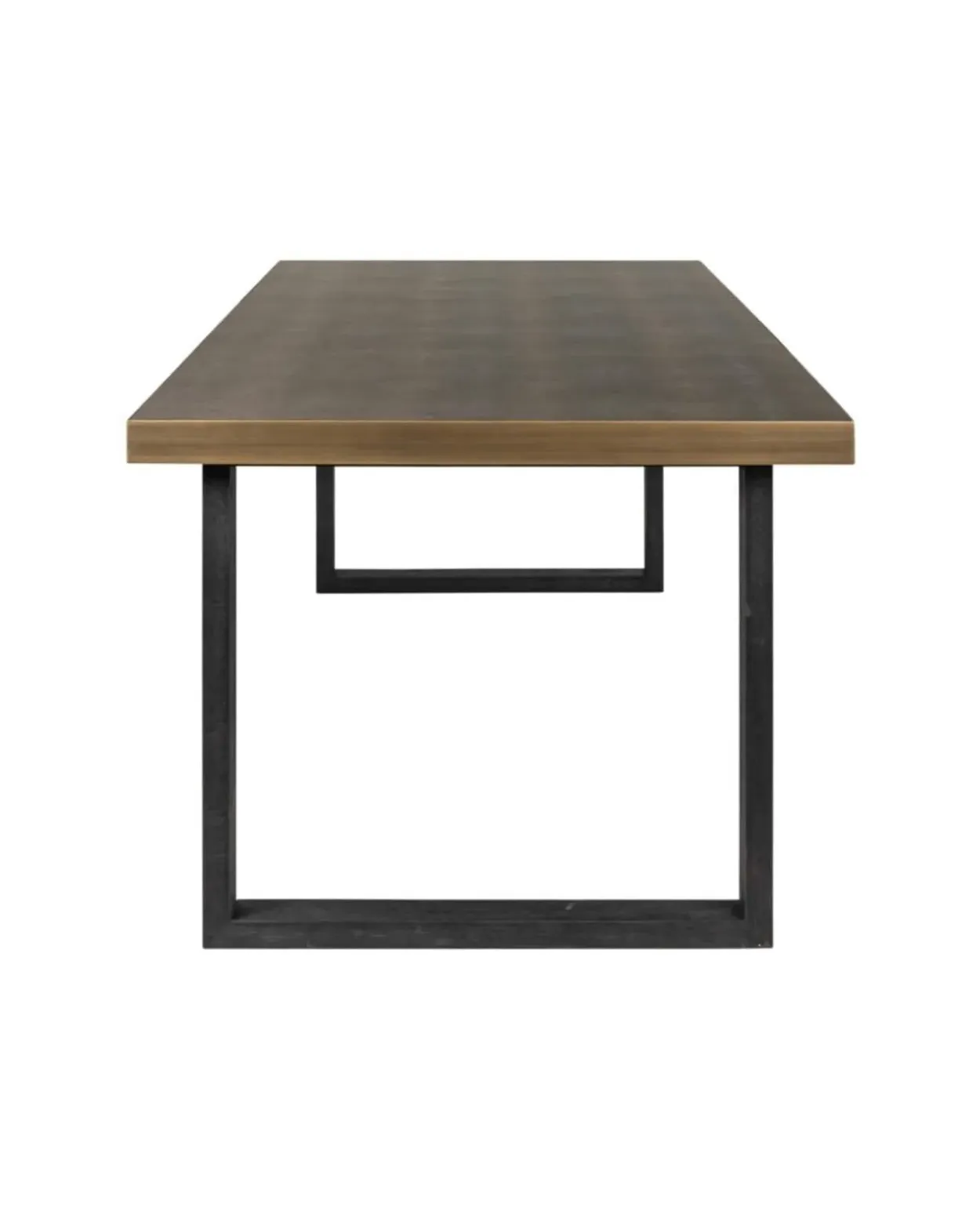 Textured Brass Trim Rectangle Dining Table image