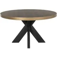 Textured Brass Trim Round Dining Table