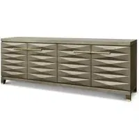 Textured Geometric Sideboard - Grey Taupe, Oak Veneer