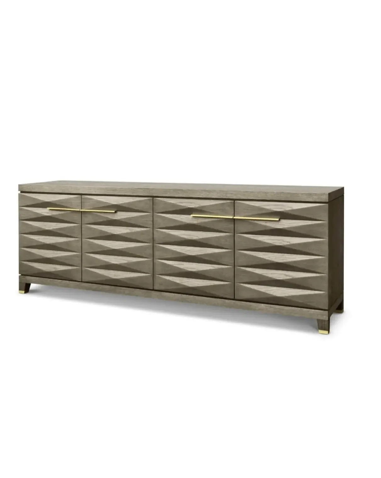 Textured Geometric Sideboard - Grey Taupe, Oak Veneer image
