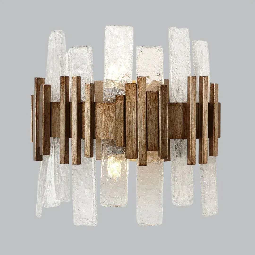 Textured Glass Wall Lamp - Gold, Metal image