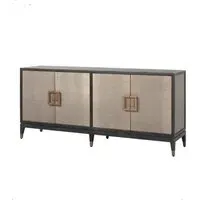 Textured Sideboard with Brass Trim - Gold, Oak
