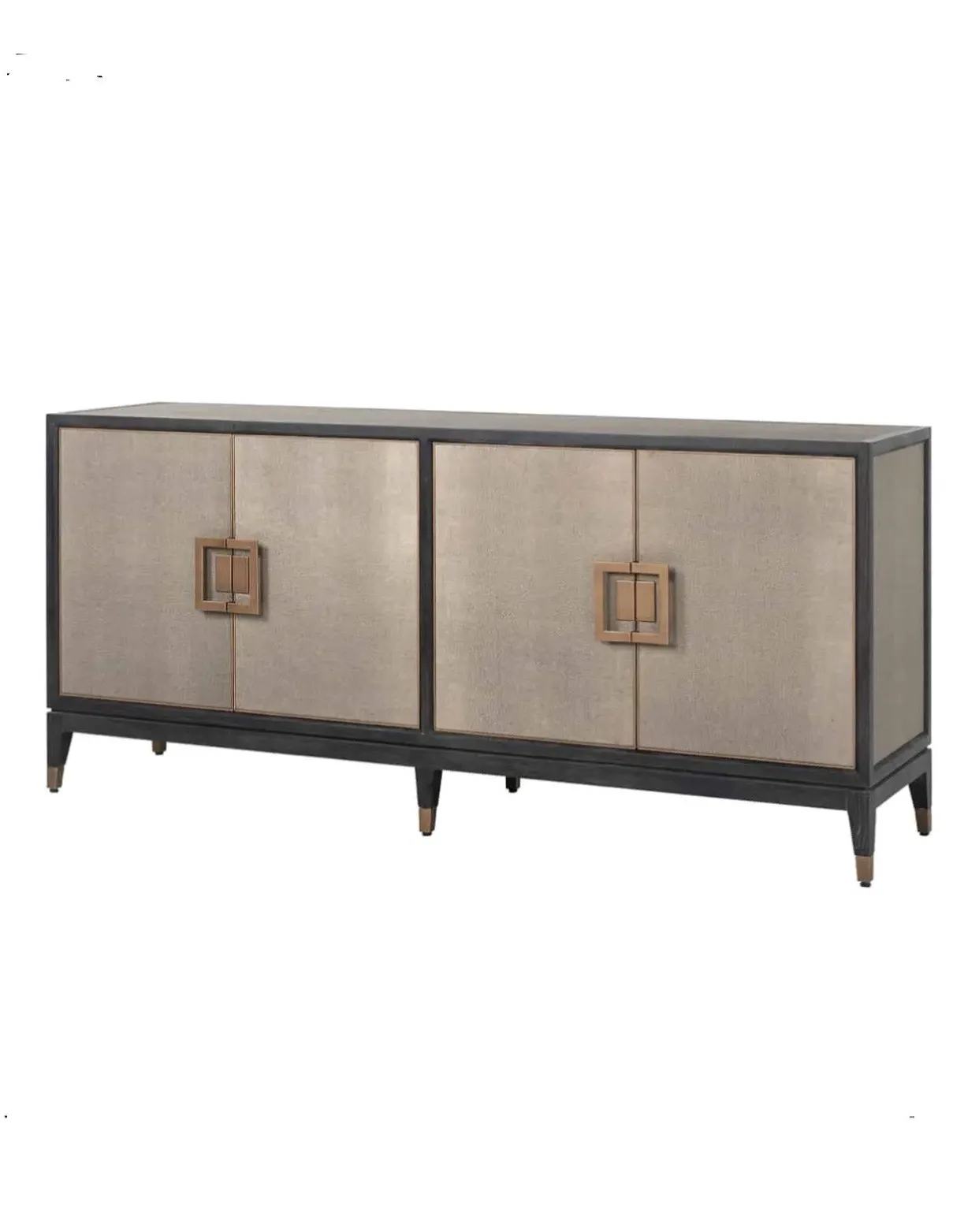 Textured Sideboard with Brass Trim - Gold, Oak