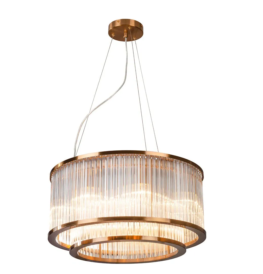 Tiered Two-Tier Chandelier - Brass, Metal and Glass product