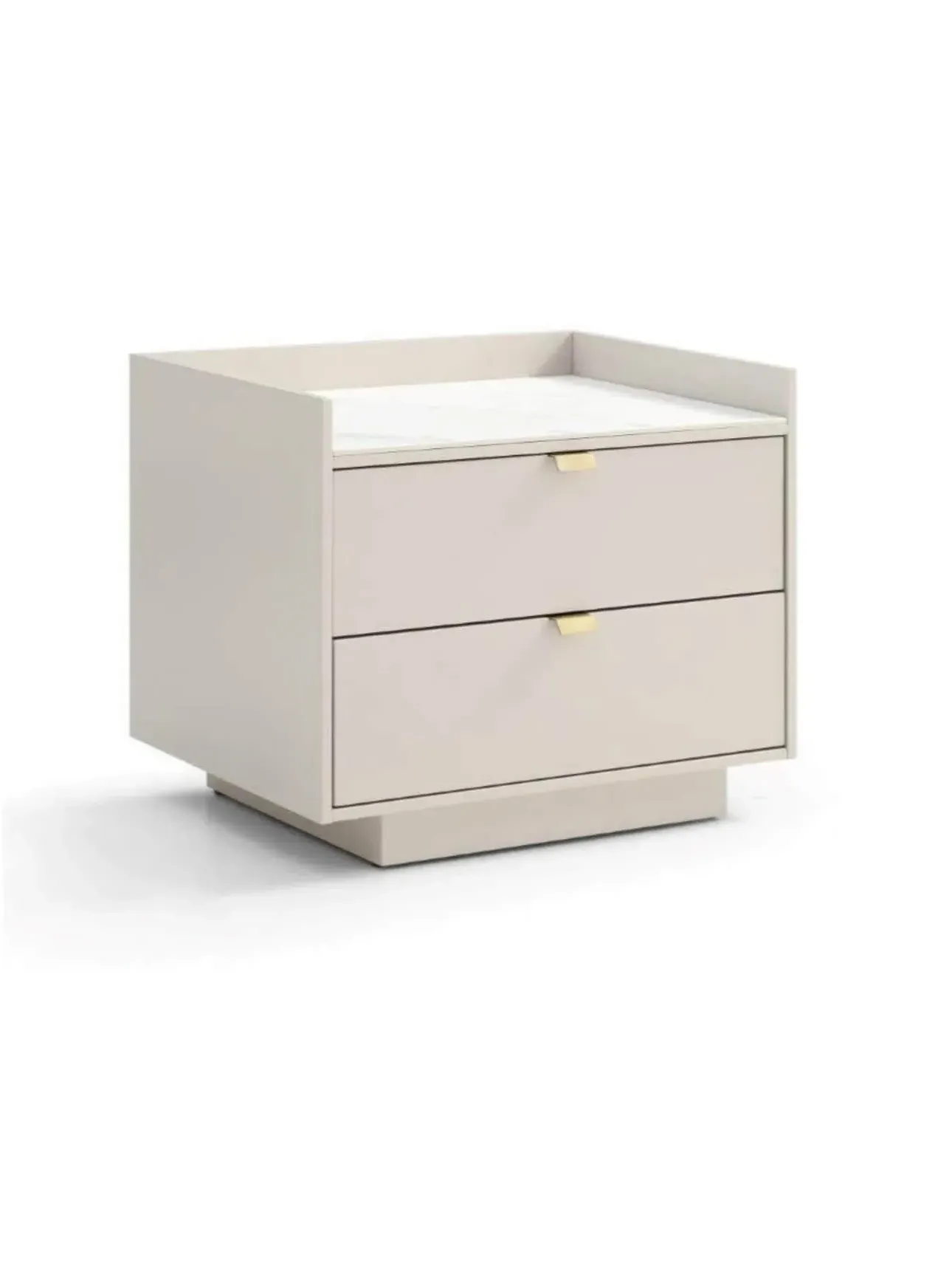Tommy Franks Saviour Bedside Table - White Marble & Beige product