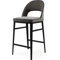 Tommy Franks Verna Bar Stool - Dark Grey, Velvet