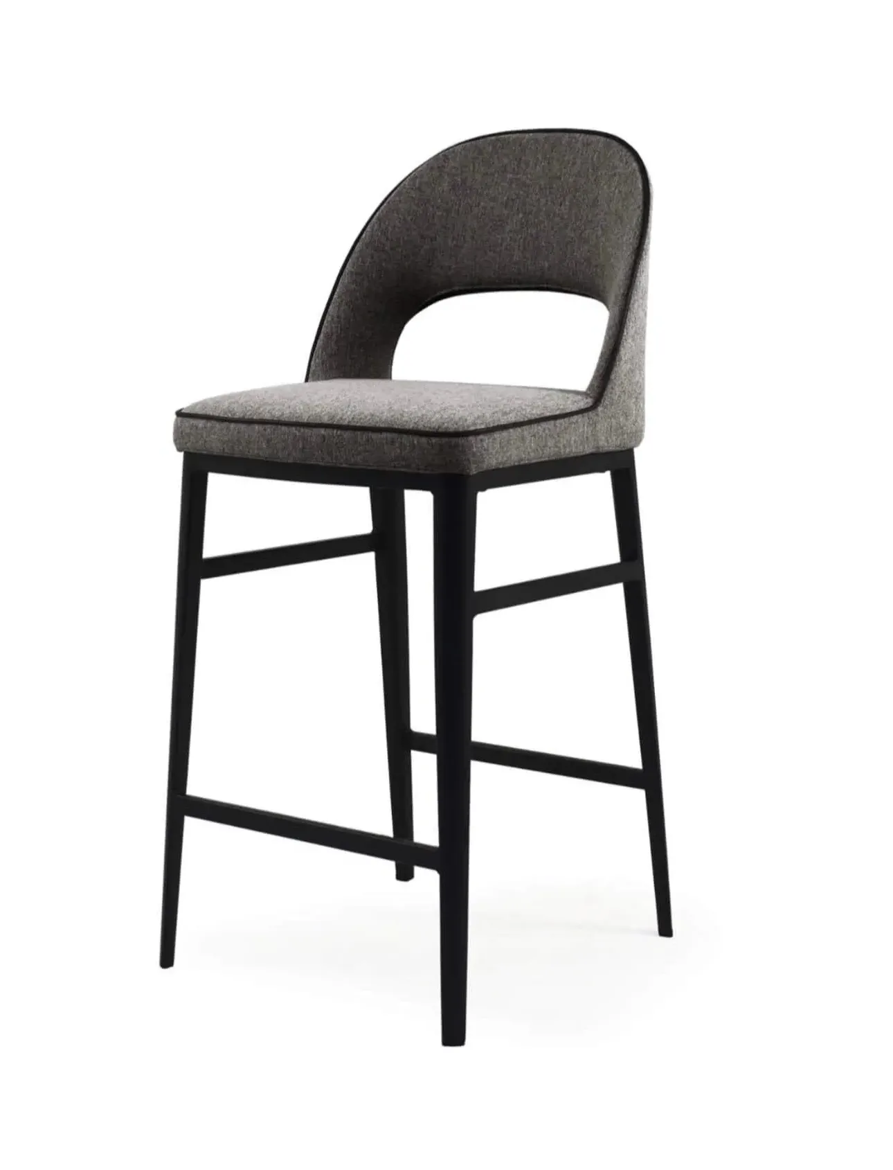 Tommy Franks Verna Bar Stool - Dark Grey, Velvet image