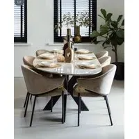 Tornado Dining Table - White, Marble