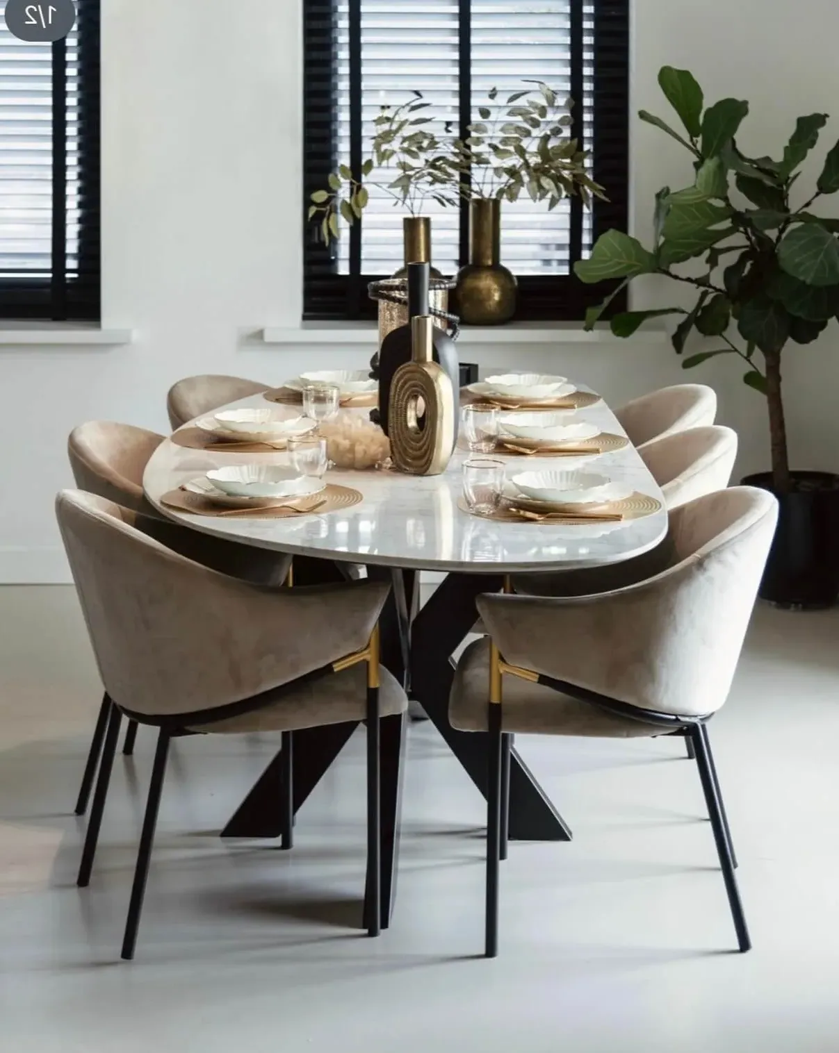Tornado Dining Table - White, Marble image