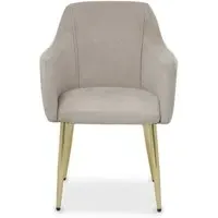 Velvet Dining Chair with Arms - Mink, Brushed Gold