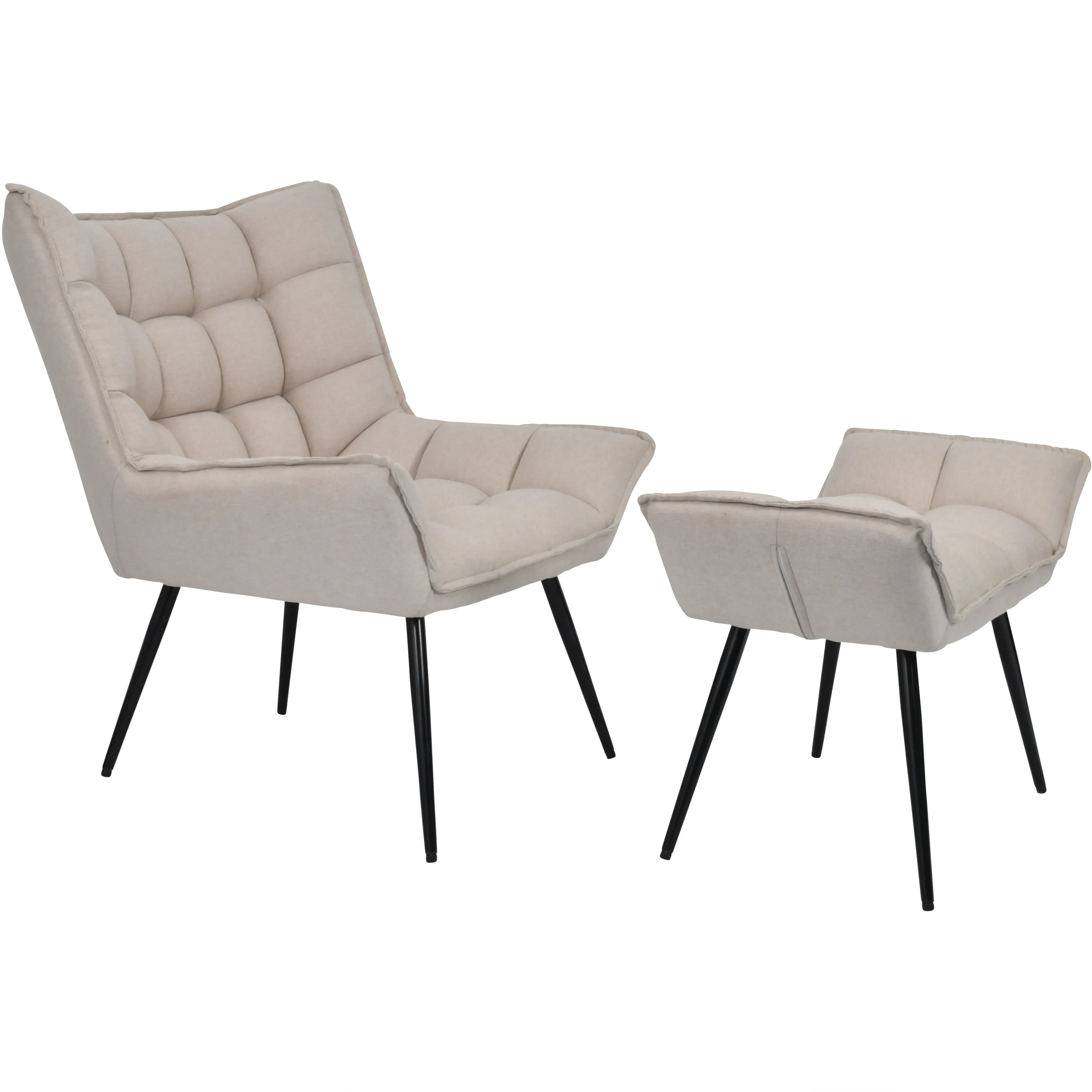 Verona Chair & Footstool Set - Matte Black Metal Legs product