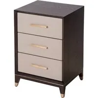 Vienna Bedside Table with 3 Drawers - Ceramic Grey, Metal and Wood alternate view