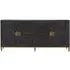Wooden Textured Sideboard with Brass Trim - Black, Elm Wood