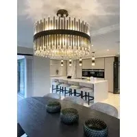 Large Glass Chandelier - Antique Brass