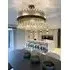 Large Glass Chandelier - Antique Brass