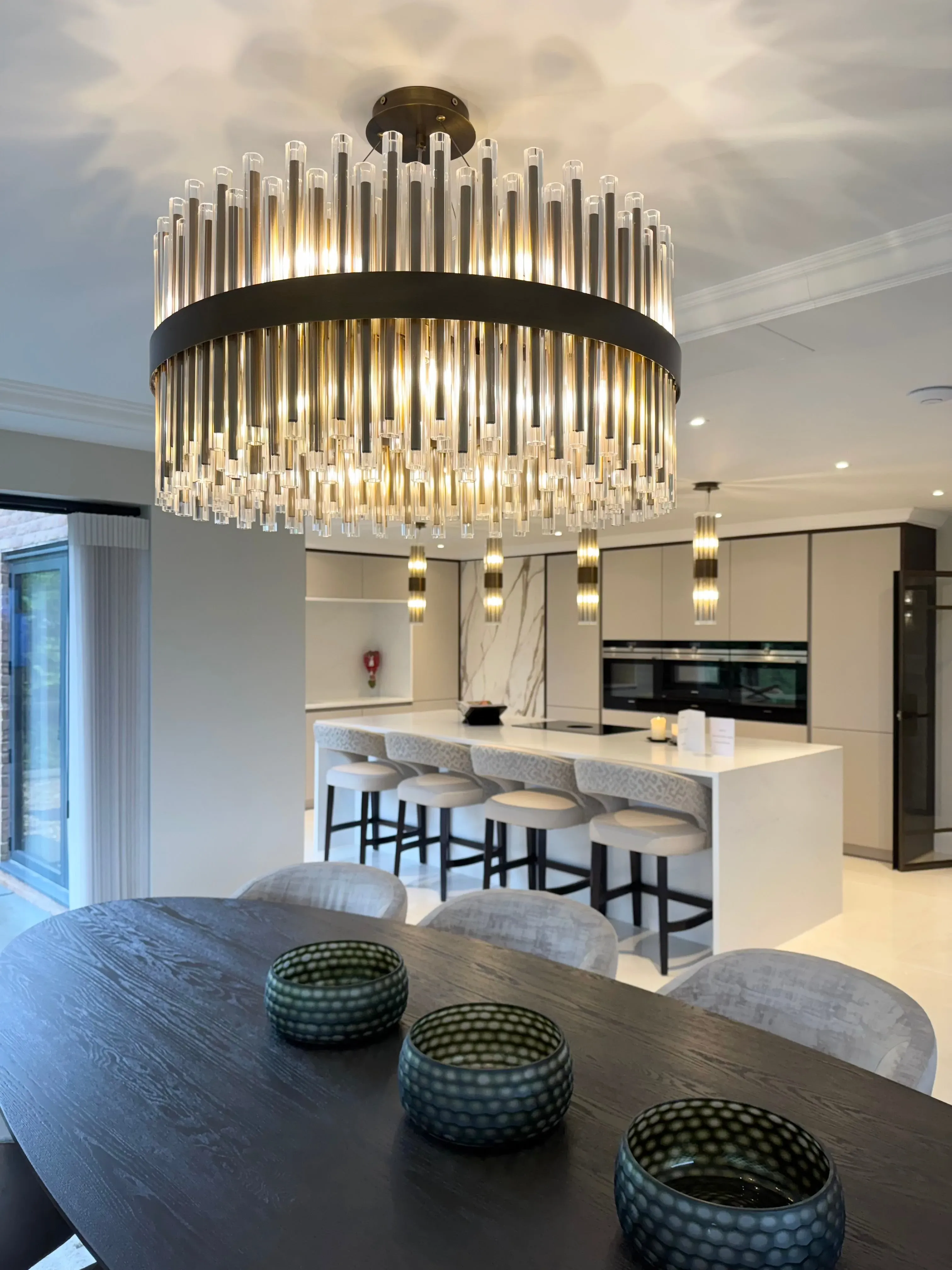 Large Glass Chandelier - Antique Brass image