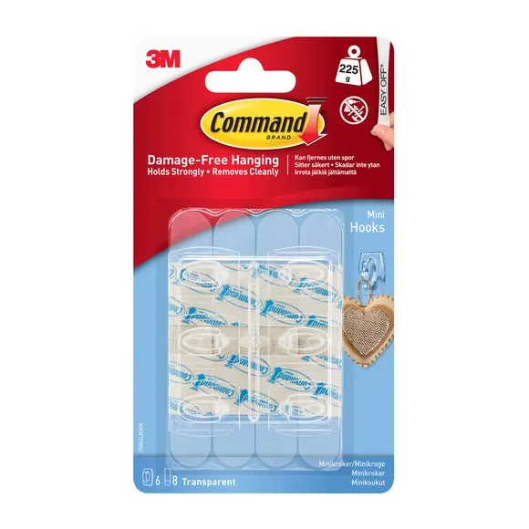 Command Medium Mini Clear Hooks and Strips Pack product