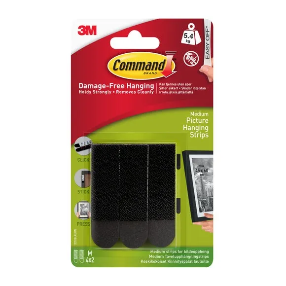 Command Medium Picture Hanging Strips - Black product