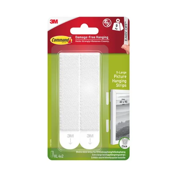 Command XL Picture Hanging Strips Pack of 8 (4 Pairs) - White product