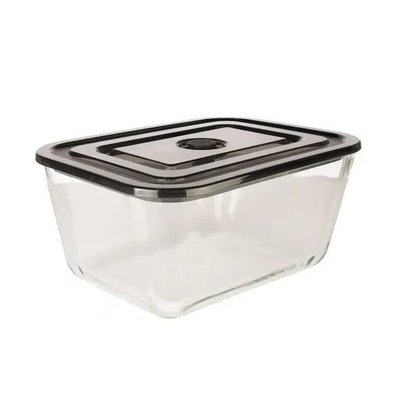 Glass Rectangular Storage Container - Black
