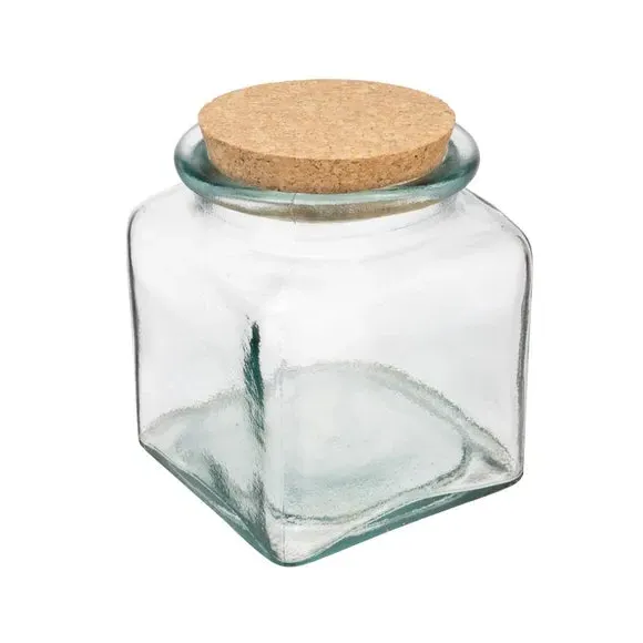 Recycled Glass Storage Jar with Cork Lid - Clear alternate view
