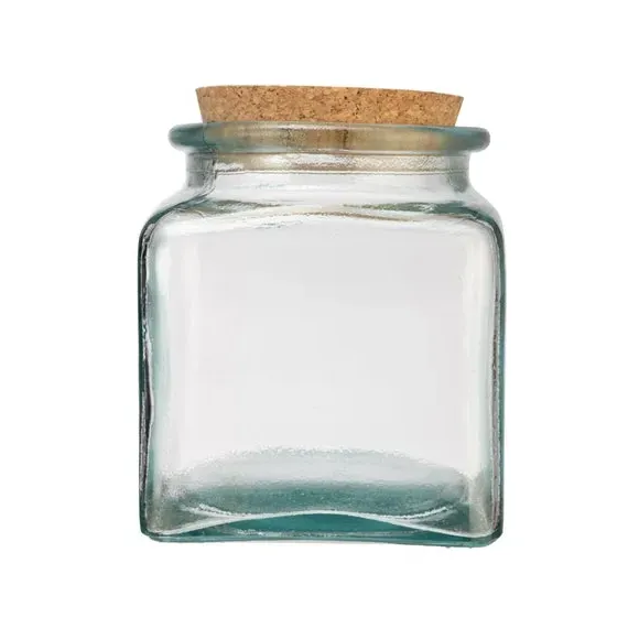 Recycled Glass Storage Jar with Cork Lid - Clear product