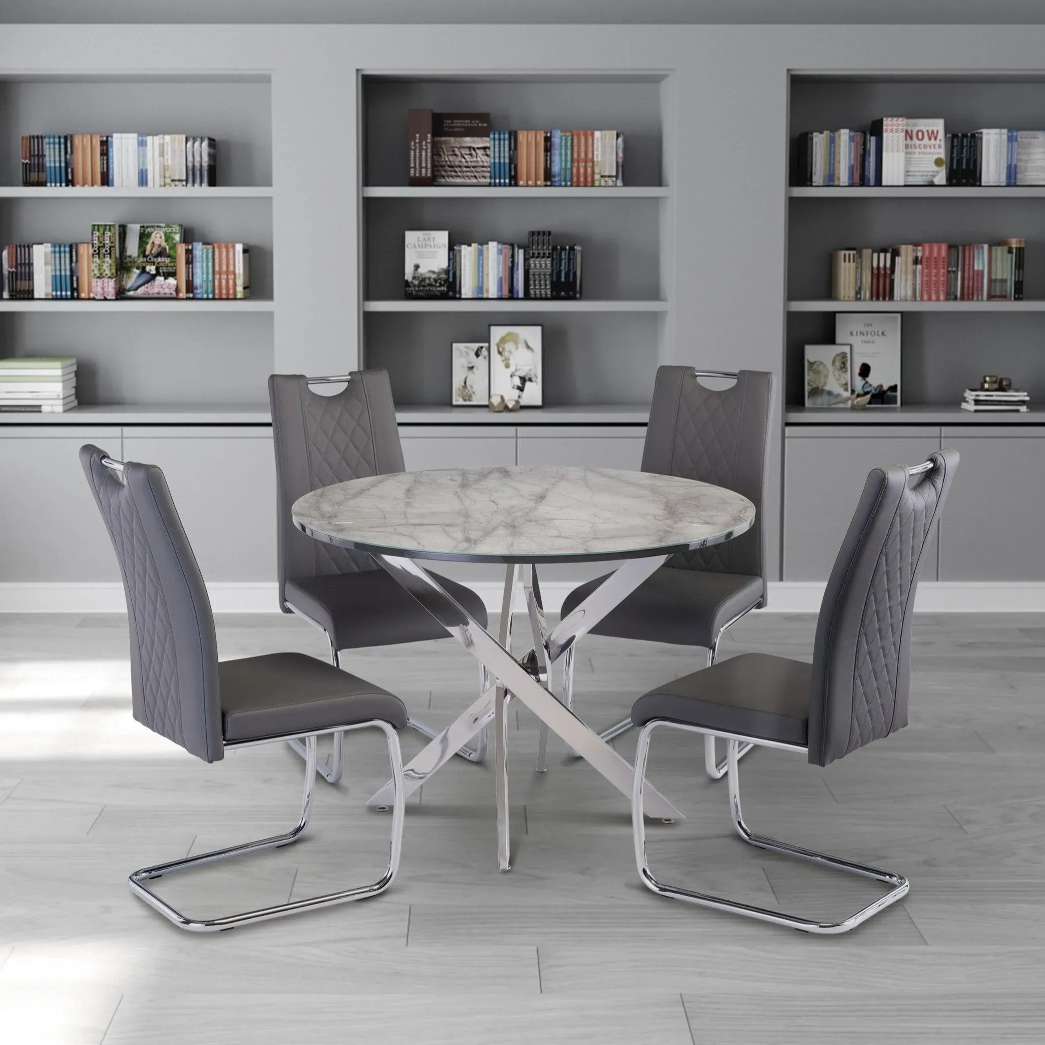 alden-4-seater-round-glass-top-dining-table-marble-effect-grey image