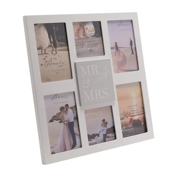 Mr & Mrs Multi-Aperture Photo Frame - White, Wood alternate view