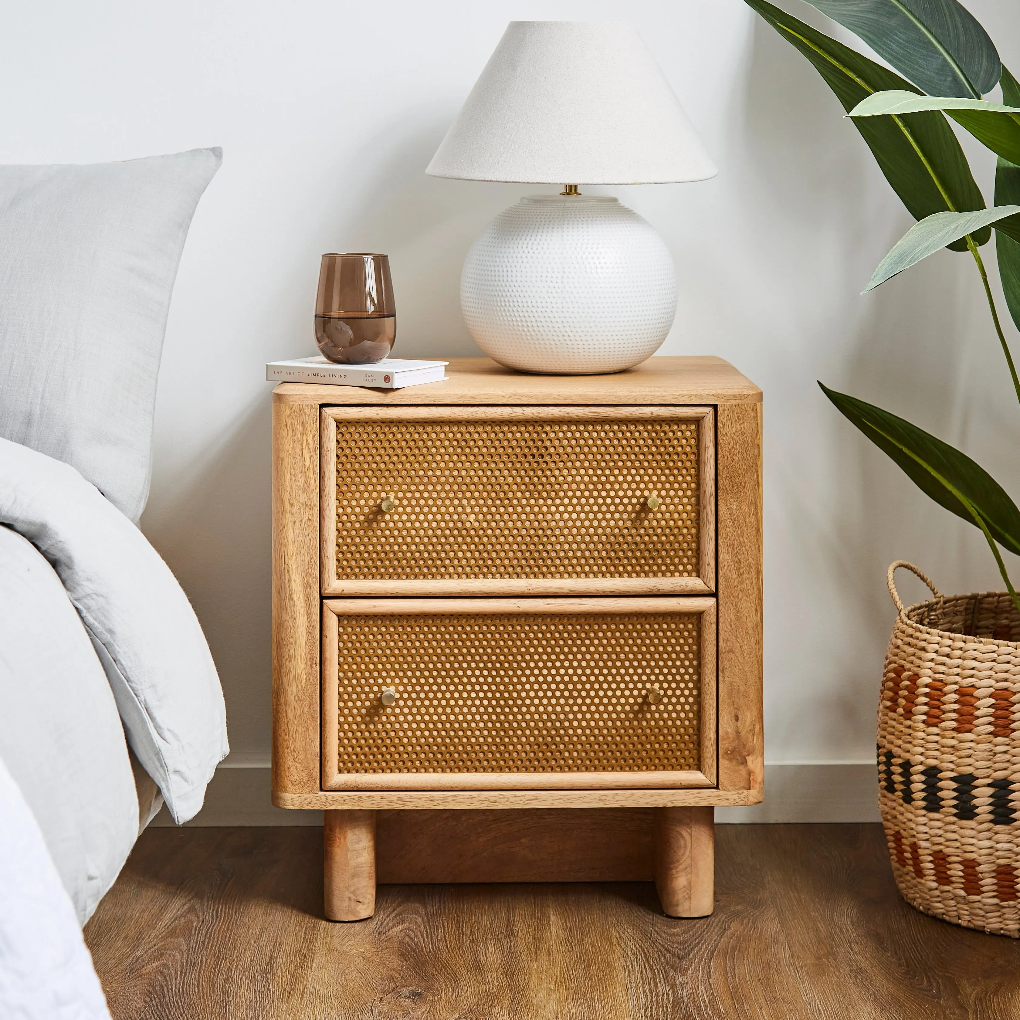 anila-2-drawer-bedside-table-light-stained-mango-wood-brown image