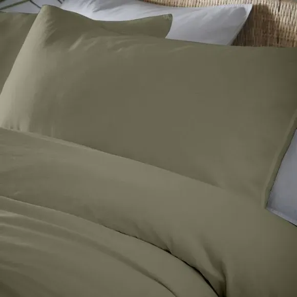 Cassia Duvet Cover and Pillowcase Set - Khaki, Cotton alternate view